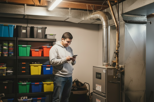 can you zoom in a little more on the person and.the furnace